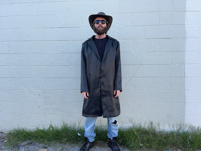 LED fiber optic trench coat, black, phone app remote controlled, all color changeable