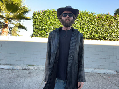 LED fiber optic trench coat, black, phone app remote controlled, all color changeable