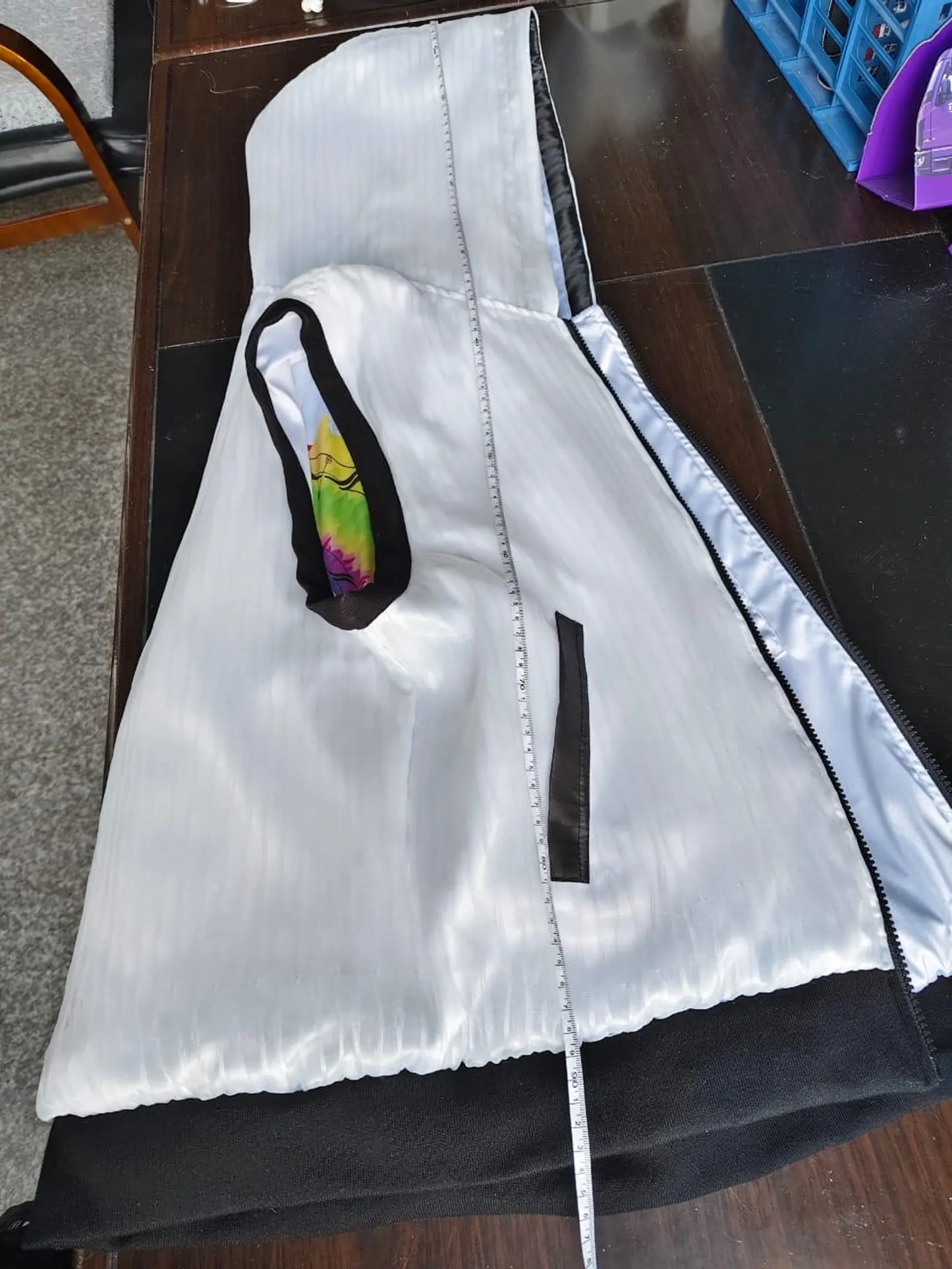 LED fiber optic hooded vest, phone app remote controlled, all colors