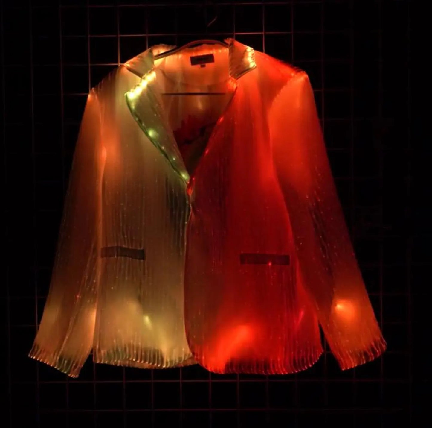 LED fiber optic suit jacket, sport coat, blazer, phone app remote controlled, all colors