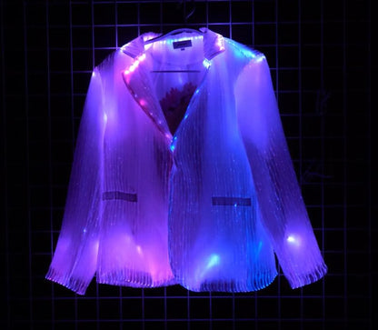 LED fiber optic suit jacket, sport coat, blazer, phone app remote controlled, all colors