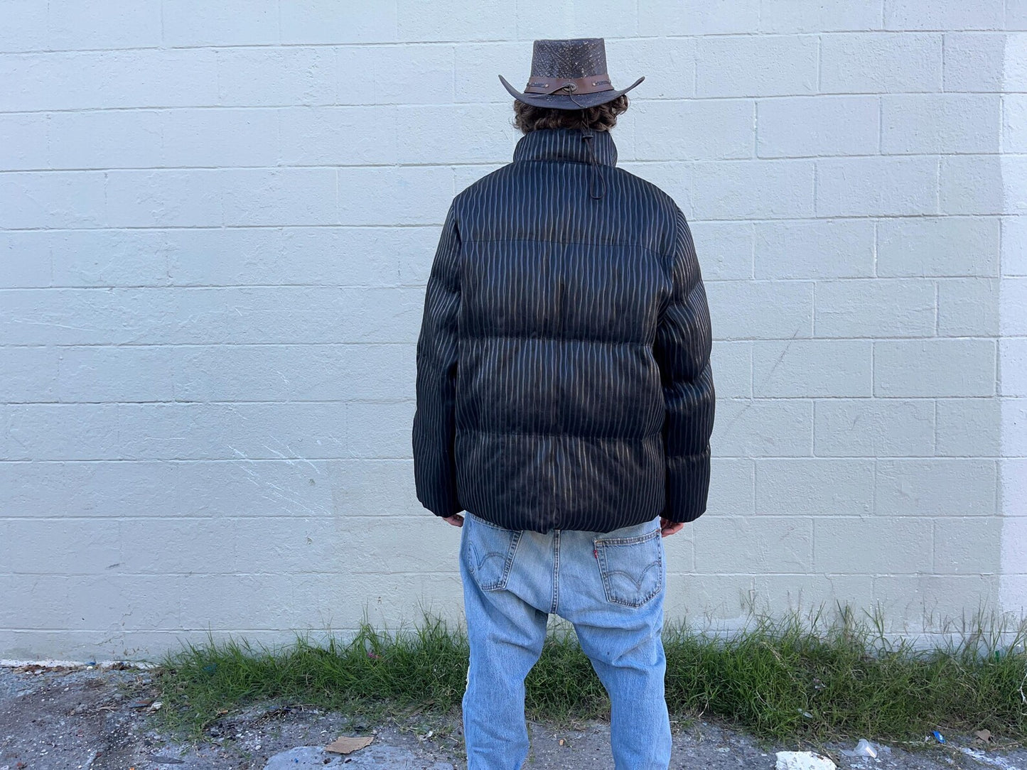 LED fiber optic puffer jacket, black, phone app remote controlled, all colors