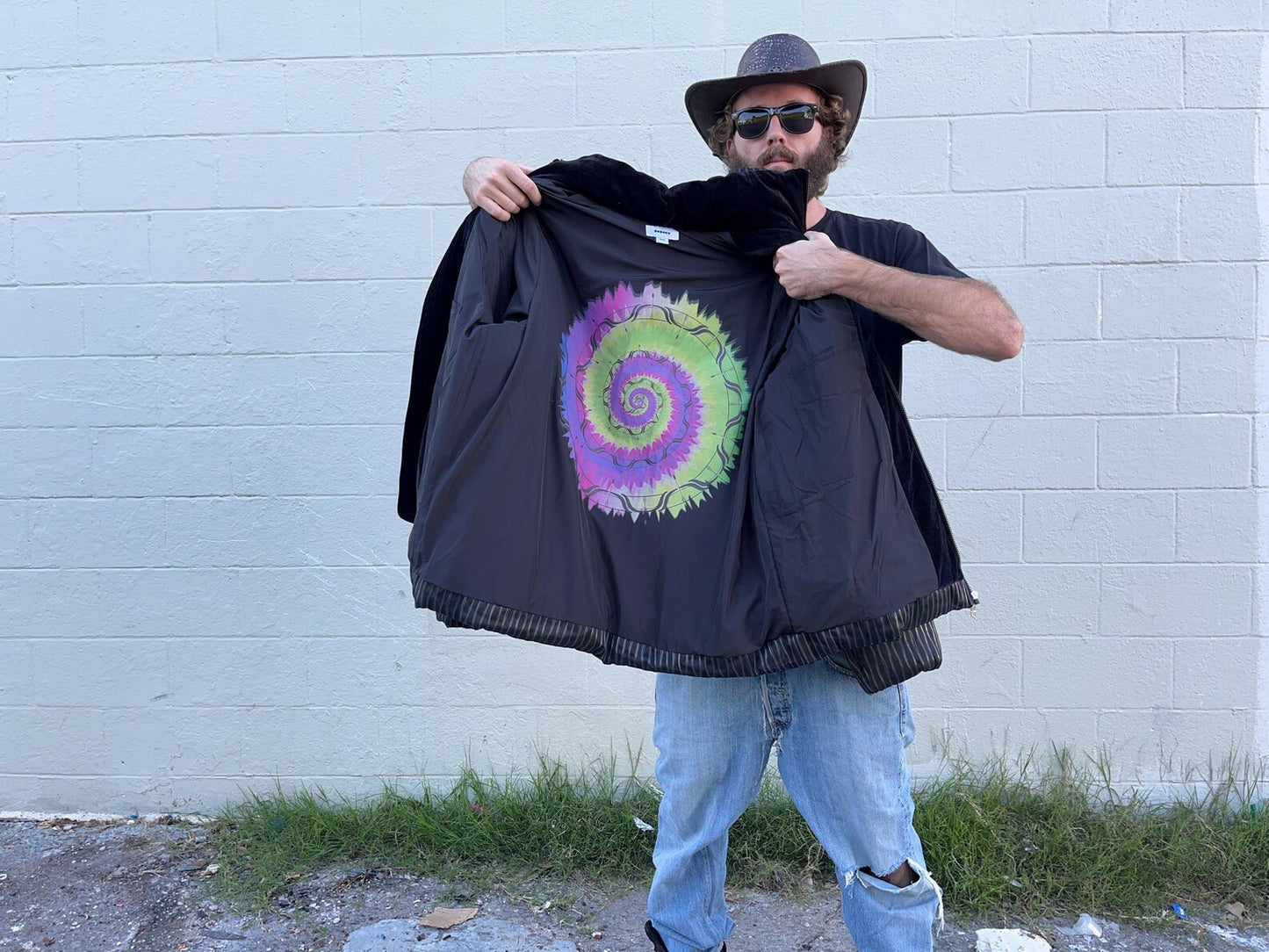 LED fiber optic puffer jacket, black, phone app remote controlled, all colors