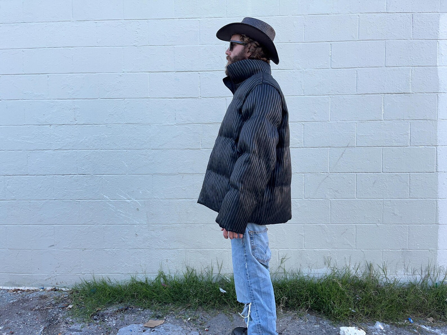 LED fiber optic puffer jacket, black, phone app remote controlled, all colors