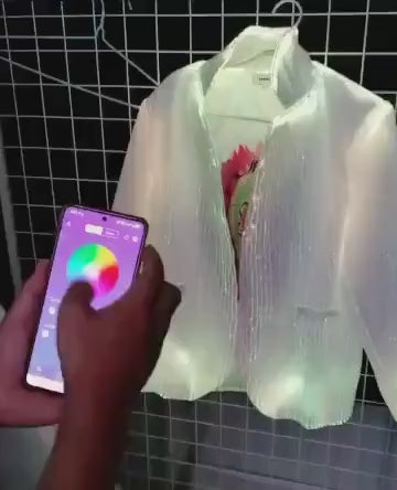 LED fiber optic suit jacket, sport coat, blazer, phone app remote controlled, all colors
